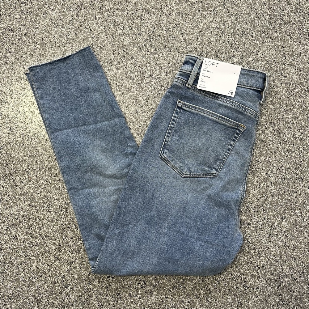Loft Jeans Womens 6 28x27 Skinny High Rise Curvy Fit Stretch Raw Hem